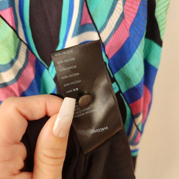 Anthropologie Kenzie Dress 70s Retro Geometric Asymmetric Midi Women's 4 - Picture 10 of 10